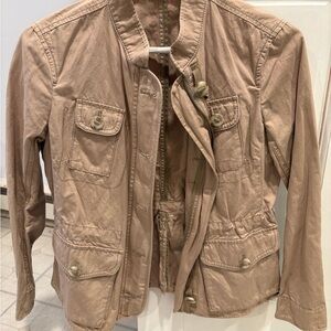 LOFT Tan Utility Jacket Lightweight Cotton Blend